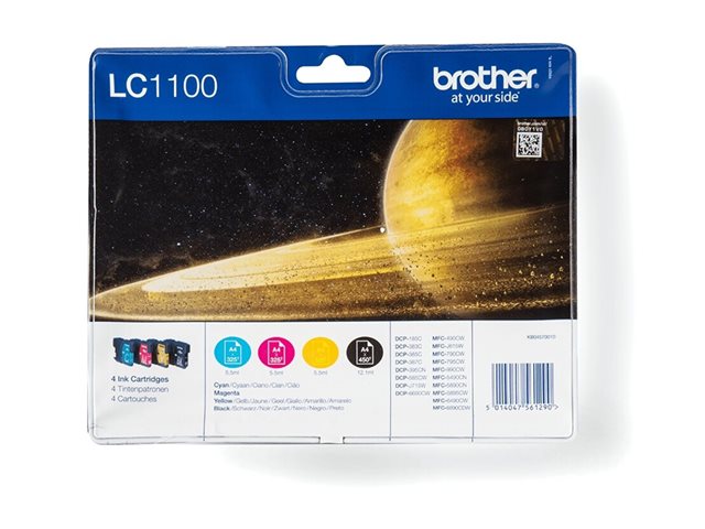 Brother LC1100 Value Pack - 4-pack - black, yellow, cyan, magenta - original - blister - ink cartridge - for Brother DCP-185, 395, 6690, J715, MFC-490, 5490, 790, 795, 990, J615, Justio MFC-5890
