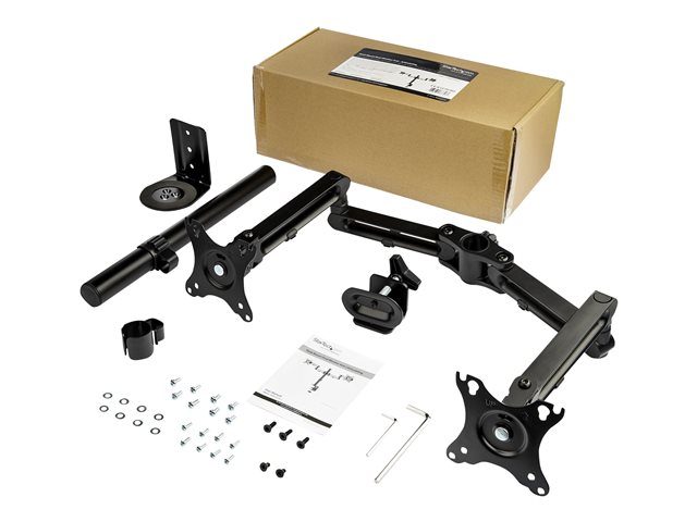StarTech.com Desk Mount Dual Monitor Arm, Desk Clamp VESA Compatible Monitor Mount for up to 32 inch Displays, Ergonomic Articulating Monitor Arm, Height Adjustable/Tilt/Swivel/Rotating - Double Monitor Arm (ARMDUAL3) - Mounting kit - adjustable arm - for 2 monitors - aluminium - black - screen size: up to 32\" - desk-mountable