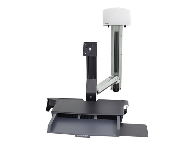 Ergotron StyleView - Mounting kit (CPU holder, 2 track covers, 2 cable channels, wall track mount, mouse shelf, wrist rest, VESA adapter, keyboard tray, adjustable monitor arm, wall track 34\", barcode scanner and mouse holder) - for LCD display / PC equipment - aluminium, high-grade plastic - polished aluminium - screen size: up to 24\"
