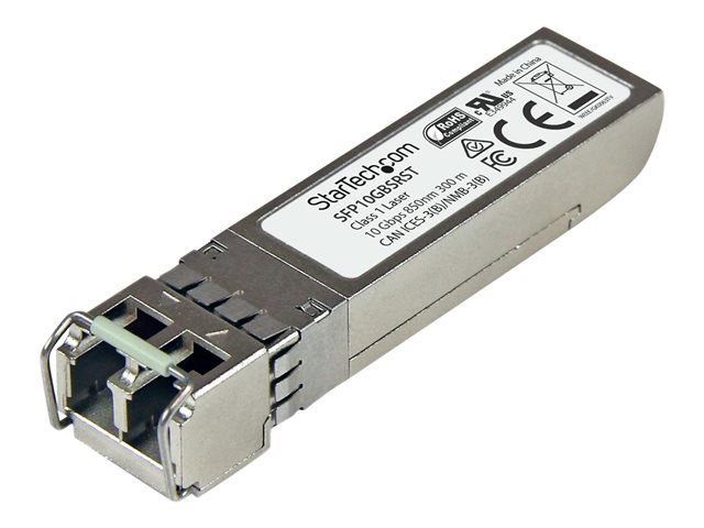 StarTech.com MSA Uncoded Compatible SFP+ Module, 10GBASE-SR, 10GbE Multi Mode (MMF) Fiber Optic Transceiver, 10GE Gigabit Ethernet SFP+, LC Connector, 300m, 850nm, DDM, Mini GBIC Module - Lifetime Warranty (SFP10GBSRST) - SFP+ transceiver module - 10GbE - 10GBase-SR - LC multi-mode - up to 300 m - 850 nm