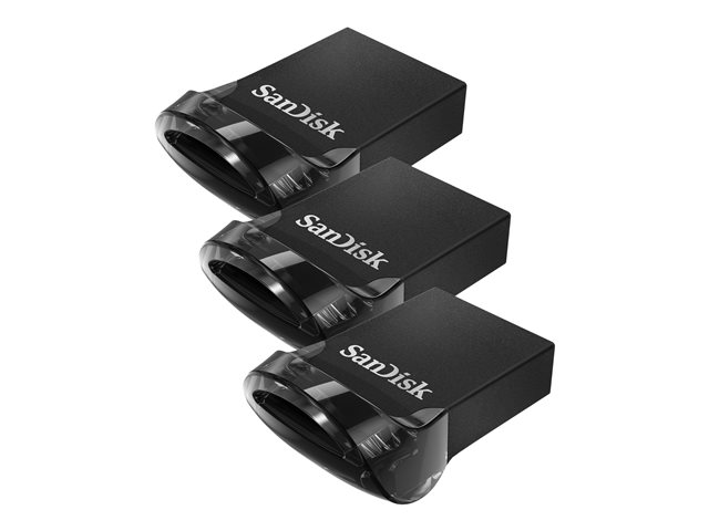 SanDisk Ultra Fit - USB flash drive - 32 GB - USB 3.1 - black (pack of 3)