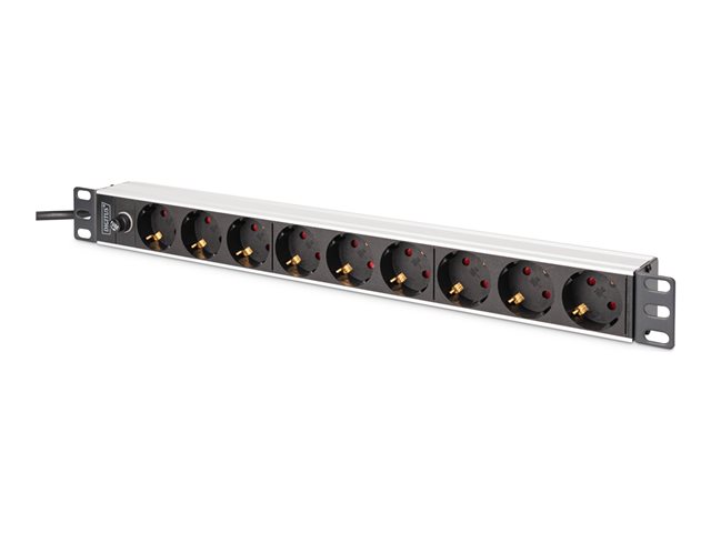 1U Alu PDUrackmount.8x CEE 7/7 outlet1x