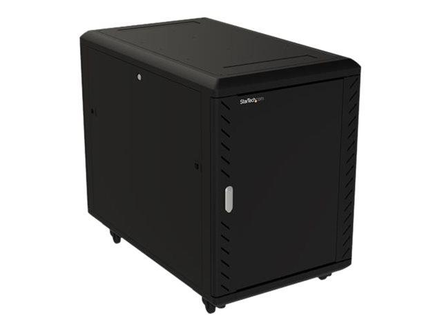 StarTech.com 15U 19\" Server Rack Cabinet, 4 Post Adjustable Depth (6-32\") Locking Knock Down Network/Computer Equipment Enclosure, Mobile with Glass Door & Casters, HP ProLiant ThinkServer - 15U Knock Down Rack (RK1536BKF) - Rack cabinet - 4-post - floor-standing - black - 15U - 19\"
