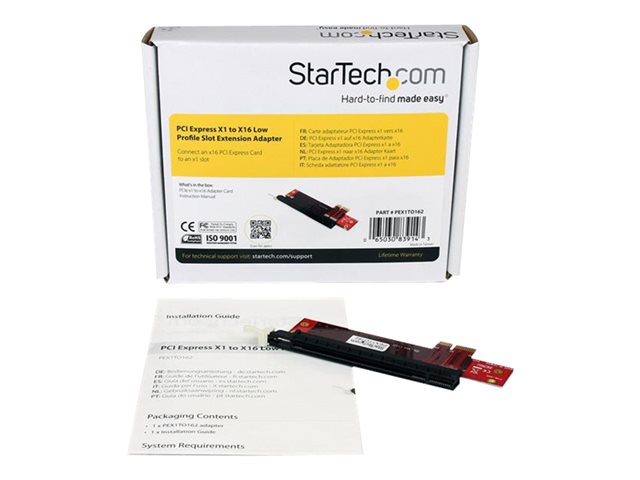 StarTech.com PCI Express X1 to X16 Low Profile Slot Extension Adapter - PCIe x1 to x16 Adapter (PEX1TO162) - PCIe x1 to PCIe x16 slot adapter - for P/N: BNDTB10GI, BNDTB210GSFP, BNDTB310GNDP, BNDTB410GSFP, BNDTB4M2E1, BNDTBUSB3142