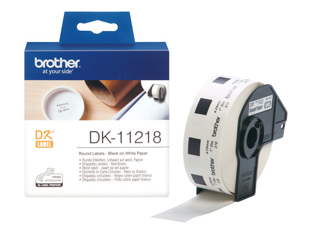 Brother DK-11218 - Black on white - Roll (2.4 cm) 1000 pcs. (1 roll(s) x 1000) labels - for Brother QL-1050, QL-1060, QL-500, QL-550, QL-560, QL-570, QL-580, QL-650, QL-700, QL-720