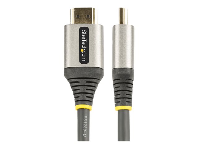 StarTech.com 20in (0.5m) Premium Certified HDMI 2.0 Cable with Ethernet, High-Speed Ultra HD 4K 60Hz HDMI Cable HDR10, ARC, HDMI Cord For Ultra HD Monitors, TVs, Displays, w/ TPE Jacket - Durable HDMI Video Cable (HDMMV50CM) - Premium High Speed - HDMI cable with Ethernet - HDMI male to HDMI male - 50 cm - shielded - grey, black - passive, 4K60Hz (3840 x 2160) support