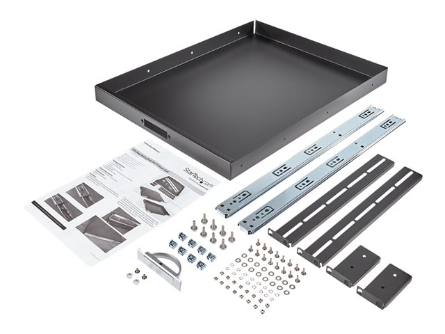 StarTech.com 1U Sliding Server Rack Mount Keyboard Shelf Tray - 55lbs - 22\" Deep Steel Pull Out Drawer for 19\" AV, Network Equipment Rack (SLIDESHELFD) - Rack keyboard shelf - black - for P/N: RK1536BKF, RK1836BKF, RK2537BKM, RK3236BKF, RK4236BKB, RK4242BK24, RK4242BK30