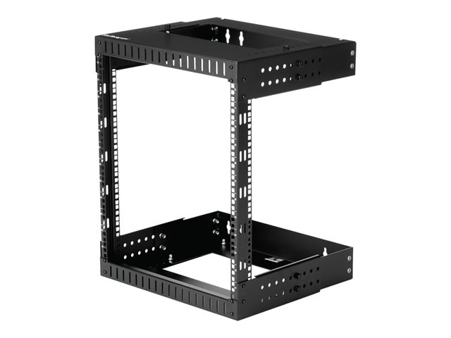 StarTech.com 12U 19\" Wall Mount Network Rack, Adjustable Depth 12-20\" 2 Post Open Frame Server Room Rack for AV/Data/ IT Communication/Computer Equipment/Switch with Cage Nuts & Screws - 12U Adjustable Rack (RK12WALLOA) - Rack - wall mountable - black - 12U - 20\"