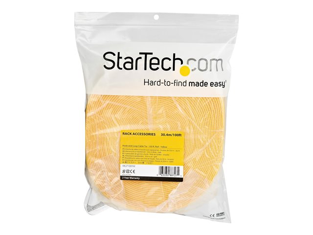 StarTech.com 100ft Hook and Loop Roll, Cut-to-Size Reusable Cable Ties, Bulk Industrial Wire Fastener Tape /Adjustable Fabric Wraps Yellowith Resuable Self Gripping Cable Management Straps - Adjustable Loop Ties (HKLP100YW) - Hook & loop fastener - 30.48 cm - yellow - for P/N: HKLP100, HKLP100BL, HKLP100GN, HKLP100RD