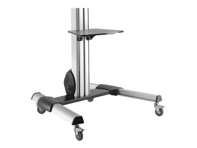 StarTech.com Heavy Duty Rolling Portable TV Cart Stand with Wheels - 32 to 75 inch - Adjustable Rotating Mobile Flat Panel Screen Mount (STNDMTV70) - Cart - for flat panel - plastic, aluminium, steel - black, silver - screen size: 32\"-70\" - for P/N: HDMIPLATE