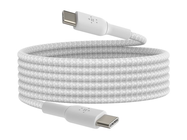 Belkin BoostCharge - USB cable - 24 pin USB-C (M) to 24 pin USB-C (M) - USB 2.0 - 3 A - 2 m - USB Power Delivery (60W), braided cable - white