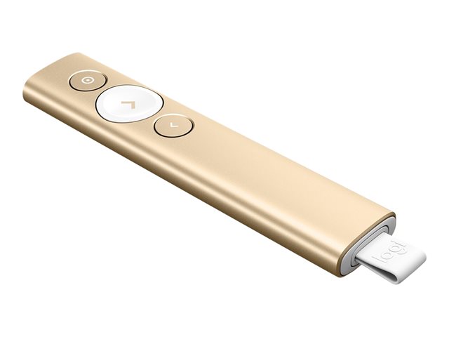Logitech Spotlight - Presentation remote control - 3 buttons - gold