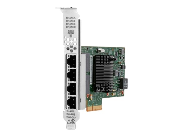 HPE I350-T4 - Network adapter - PCIe 2.0 x4 - Gigabit Ethernet x 4 - for ProLiant DL20 Gen10, DL325 Gen10, DL360 Gen10, DL380 Gen10, ML30 Gen10, XL220n Gen10