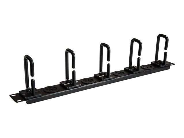 StarTech.com 1U 19\" Cable Management Organizer, D Ring Hook Network/Server Rack Cord Manager, Data Center Horizontal Wire Panel with Passthrough Holes with Mounting Hardware, EIA/ECA-310-E - 1U Ring Hook Organizer (CABLMANAGERH) - Rack cable management kit - 1U - 19\"