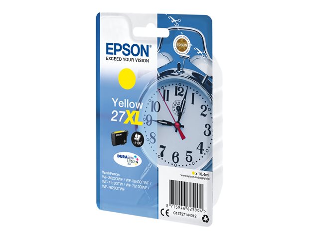 Epson 27XL - 10.4 ml - XL - yellow - original - ink cartridge - for WorkForce WF-3620, WF-3640, WF-7110, WF-7210, WF-7610, WF-7620, WF-7710, WF-7715, WF-7720