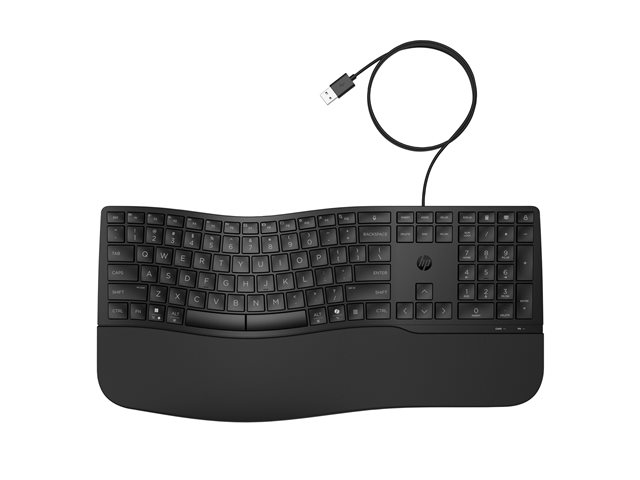 HP 485 Comfort - Keyboard - multi device, 23 programmable keys, 3-zone layout - full size - USB - QWERTZ - Swiss - black