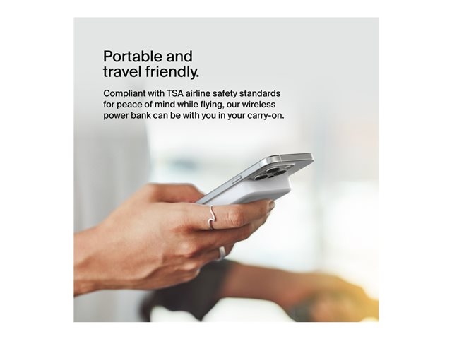 Belkin - Wireless power bank - magnetic with Qi2 - 8000 mAh - 15 Watt - Fast Charge (24 pin USB-C) - on cable: USB-C - white