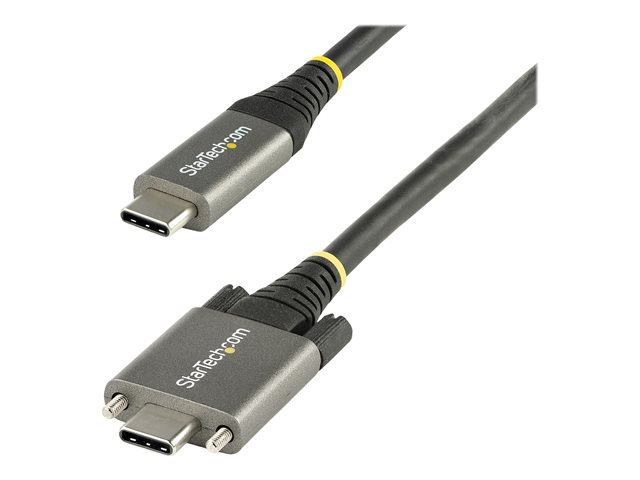 StarTech.com 20\" 50cm Side Screw Locking USB C Cable 10Gbps, USB 3.1/3.2 Gen 2 Type-C Cable, 100W (5A) Power Delivery Charging, DP Alt Mode, Dual Screw Lock, USB-C to C Cord, Charge/Sync - Thunderbolt 3 Compatible - USB cable - 24 pin USB-C (M) straight/locking to 24 pin USB-C (M) straight - USB 3.2 Gen 2 / DisplayPort 1.4 /Thunderbolt 3 - 50 cm - 4K support - black, grey