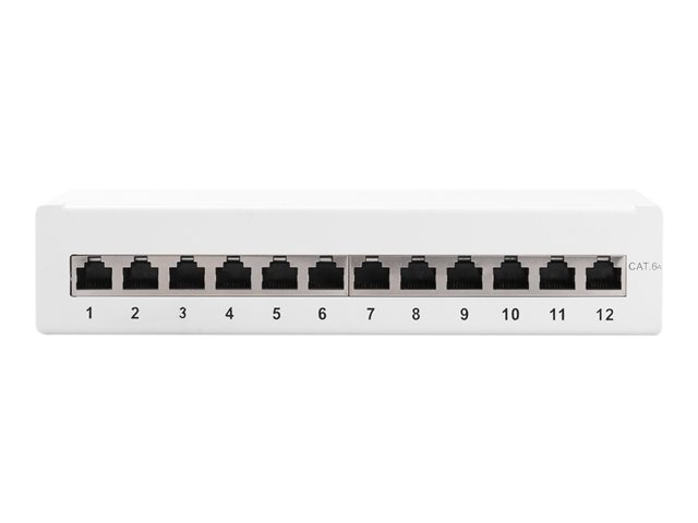 CAT 6A PATCH PANEL SHIELDEDDESKTOP 12-PORT RJ45 GREY