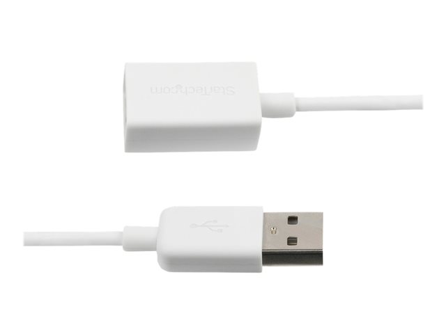 StarTech.com 1m White USB 2.0 Extension Cable Cord - A to A - USB Male to Female Cable - 1x USB A (M), 1x USB A (F) - White, 1 meter (USBEXTPAA1MW) - USB extension cable - USB (F) to USB (M) - USB 2.0 - 1 m - molded - white - for P/N: MSDREADU2OTG, USBEXTPAA2MW, USBEXTPAA3MW, USBPAUB1MW, USBPAUB2MW, USBPAUB50CMW