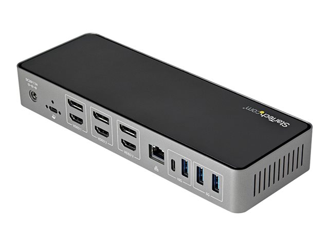 StarTech.com USB-C & USB-A Dock, Hybrid Universal Triple Monitor Laptop Docking Station w/ DisplayPort & HDMI 4K 60Hz, 85W Power Delivery, 6x USB Hub, Ethernet, Audio, USB 3.1 Gen 2 10Gbps - Multi-Monitor Dock (DK31C3HDPDUE) - Docking station - USB-C - 3 x HDMI, 3 x DP - 1GbE - 85 Watt