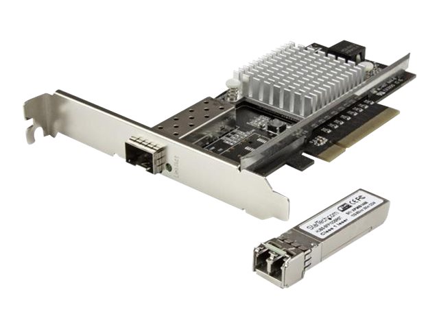 StarTech.com 10G Network Card - 1x 10G Open SFP+ Multimode LC Fiber Connector - Intel 82599 Chip - Gigabit Ethernet Card (PEX10000SRI) - Network adapter - PCIe x8 - 10GbE - 10GBase-SR - black - with 10GBase-SR SFP+ transceiver module - for P/N: BNDTB10GI, BNDTB210GSFP, BNDTB310GNDP, BNDTB410GSFP, BNDTB4M2E1, BNDTBUSB3142