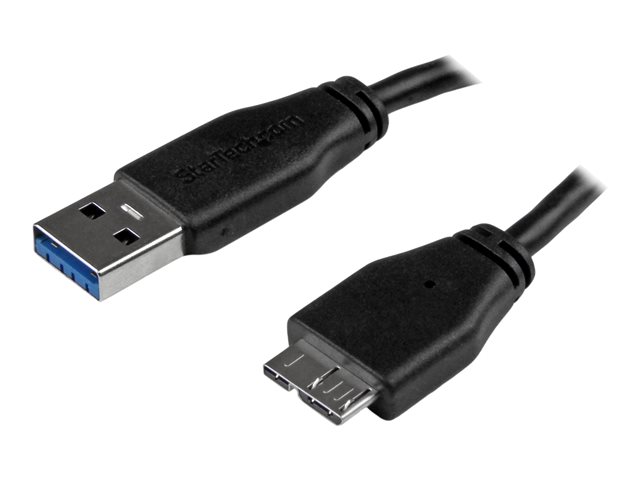 StarTech.com 0.5m 20in Slim USB 3.0 A to Micro B Cable M/M - Mobile Charge Sync USB 3.0 Micro B Cable for Smartphones and Tablets (USB3AUB50CMS) - USB cable - Micro-USB Type B (M) to USB Type A (M) - USB 3.0 - 50 cm - molded - black - for P/N: S2510BU33PW, S251BMU3FP, S251BRU33, SLSODDU33B, SM2NGFFMBU33, UNI251BMU33