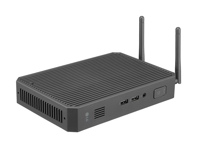 LG CQ600N-6N - Thin client - USFF - 1 x Celeron N5105 / up to 2.9 GHz - RAM 4 GB - flash - eMMC 16 GB - UHD Graphics - Gigabit Ethernet - no OS - monitor: none - black