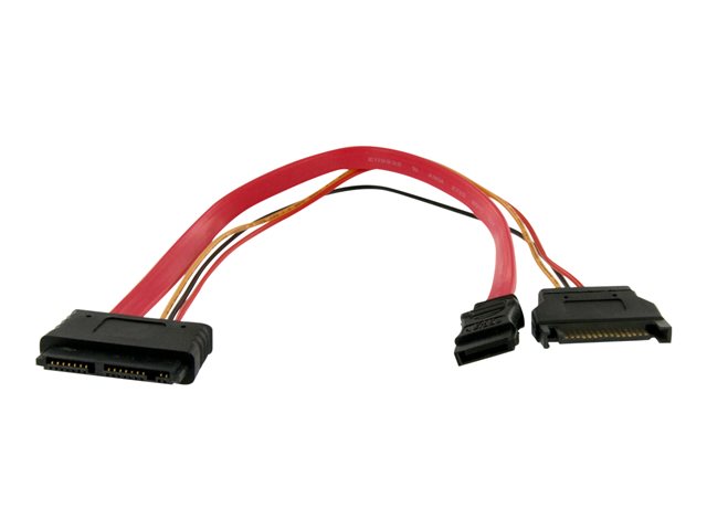 StarTech.com 12in Micro SATA to SATA with SATA Power Adapter Cable (MCSATAF12S) - SATA cable - Serial ATA 150/300/600 - Micro SATA (R) to SATA, SATA power - 30 cm - red
