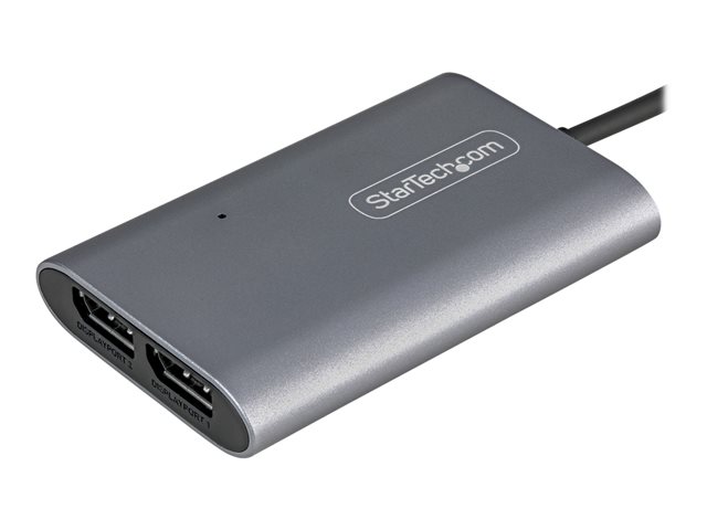 StarTech.com Thunderbolt 3 to Dual DisplayPort Adapter DP 1.4, Dual 4K 60Hz or Single 8K/5K Thunderbolt 3 to DP Adapter, TB3 to 2x DisplayPort Monitor Video Display Adapter, Mac/Windows - TB3 to DP 1.4 Adapter - USB / DisplayPort adapter - 24 pin USB-C (M) to DisplayPort (F) - Thunderbolt 3 / DisplayPort 1.4 - 46 cm - 8K support - silver