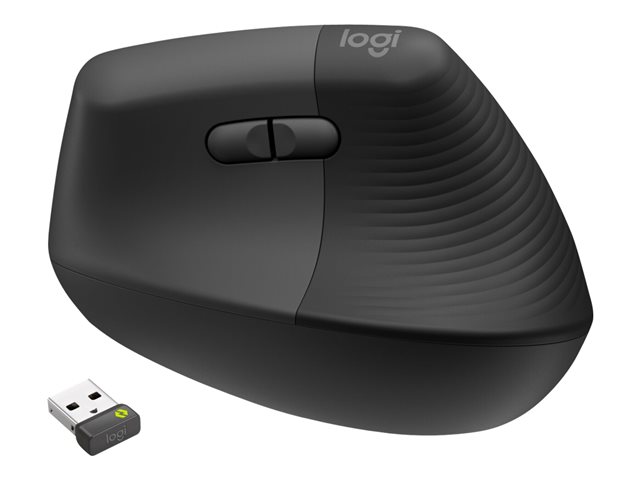 Logitech Lift for Business - Vertical mouse - ergonomic - 6 buttons - wireless - Bluetooth, 2.4 GHz - Logitech Logi Bolt USB receiver - graphite