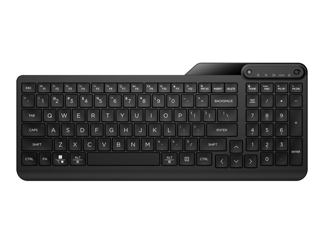 HP 475 - Keyboard - dual-mode, multi-device, compact, 2-zone layout, low profile key travel, 12 programmable buttons - wireless - 2.4 GHz, Bluetooth 5.3 - QWERTY - English - jet black