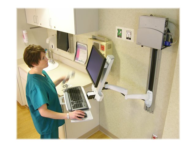 Ergotron 200 Series - Mounting kit (articulating arm, keyboard tray with left/right mouse tray, barcode scanner holder) - for LCD display / PC equipment - steel - white - screen size: up to 24\" - wall-mountable