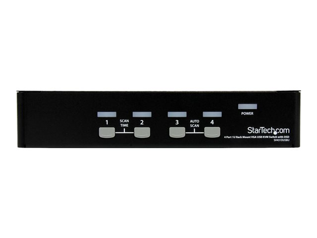 StarTech.com 4-Port USB KVM Swith with OSD - TAA Compliant - 1U Rack Mountable VGA KVM Switch (SV431DUSBU) - KVM switch - 4 x KVM port(s) - 1 local user - desktop - for P/N: IM12D1500P, RACKCOND17HD, RKCONS1701, SVA12M2NEUA, SVA12M5NA, SVUSBVGA10, SVUSBVGA6