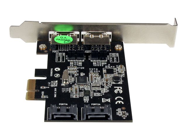 StarTech.com 2 Port PCI Express SATA 6 Gbps eSATA Controller Card - Dual Port PCIe SATA III Card - 2 Int/2 Ext - SATA III 6Gbps (PEXESAT322I) - Storage controller - 2 Channel - SATA 6Gb/s / eSATA 6Gb/s - low profile - PCIe x1 - for P/N: S251SMU33EP, S3520BU33ER, S355BU33ERM, ST521PMINT