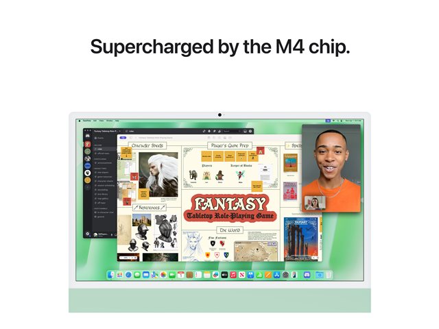 24-inch iMac with Retina 4.5K display: Apple M4 chip with 10-core CPU and 10-core GPU, 16GB, 512GB SSD - Green