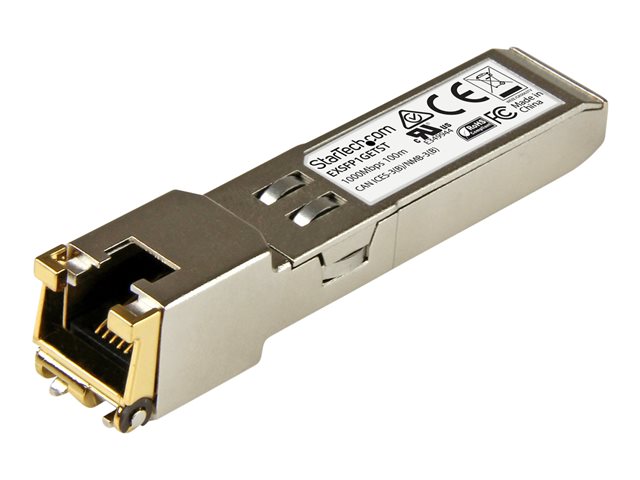StarTech.com Juniper EX-SFP-1GE-T Compatible SFP Module, 1000BASE-T, SFP to RJ45 Cat6/Cat5e, 1GE Gigabit Ethernet SFP, RJ-45 (Copper) 100m, 1Gbps/1000Mbps Mini GBIC Transceiver SFP Module - Lifetime Warranty (EXSFP1GETST) - SFP (mini-GBIC) transceiver module (equivalent to: Juniper EX-SFP-1GE-T) - 1GbE - 1000Base-T - RJ-45 - up to 100 m
