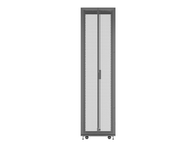 Rack 48U 2265mm (96.16)H x 600mm (23.62)W x 1215mm (47.83)D with Perf. Front Door Perf. Split Rear Doors Black gray shock packaging