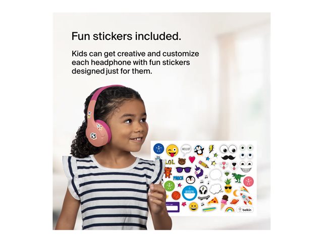 Belkin SoundForm Mini - Headphones with mic - on-ear - Bluetooth - wireless, wired - 3.5 mm jack - pink