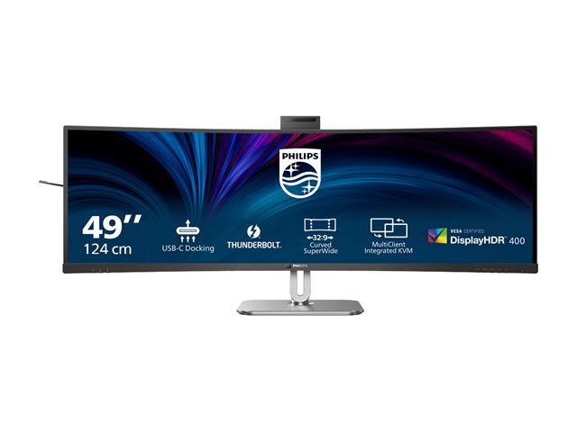 Philips 49B2U6903CH - 6000 Series - LED monitor - curved - 49\" (48.8\" viewable) - 5120 x 1440 SuperWide @ 100 Hz - VA - 500 cd/m² - 3000:1 - DisplayHDR 400 - 4 ms - Thunderbolt 4, 2xHDMI, DisplayPort - speakers - silver