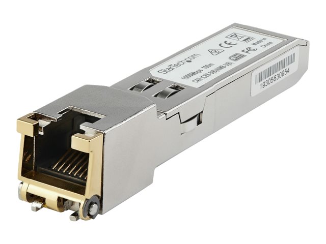 StarTech.com Cisco GLC-TE Compatible Module, 1000BASE-T Copper Industrial Gigabit Ethernet Transceiver, SFP to RJ45 Cat6/Cat5e 100m Extended Temp, Cisco Firepower, IE 2000, C9500, C2960 - Lifetime Warranty (GLCTEST) - SFP (mini-GBIC) transceiver module (equivalent to: Cisco GLC-TE) - 1GbE - 1000Base-T - RJ-45 - up to 100 m