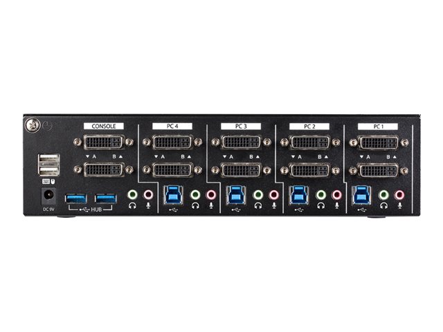 StarTech.com 4 Port Dual Monitor Dual Link DVI KVM Switch 1440p Dual Screen/View/ Display Compact USB KVM Switch w/USB 3.0 Hub & Audio TAA - KVM / audio / USB switch - desktop - TAA Compliant