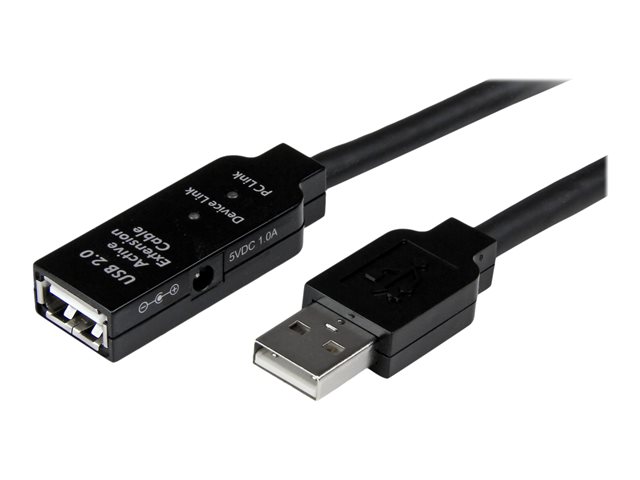 StarTech.com 15m USB 2.0 Active Extension Cable - M/F - 15 meter USB 2.0 Repeater Cable Cord - USB A Male to USB A Female - 15 m, Black (USB2AAEXT15M) - USB extension cable - USB (F) to USB (M) - USB 2.0 - 15 m - active - black - for P/N: SVA5H2NEUA, UUSBOTG