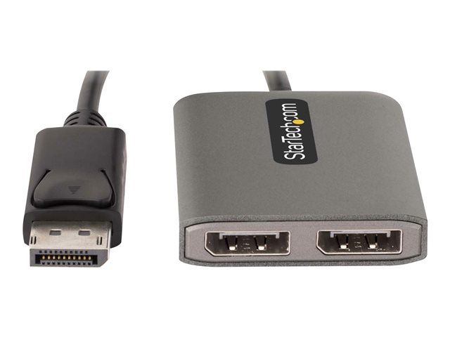 StarTech.com 2-Port DisplayPort MST Hub, Dual 4K 60Hz, DP to 2x DisplayPort Monitor Adapter, DP 1.4 Multi-Monitor Video Adapter w/ 1ft Built-in Cable, USB Powered, Windows Only - Multi Stream Transport Hub (MST14DP122DP) - Hub - 1 x DisplayPort + 1 x micro-USB + 2 x DisplayPort