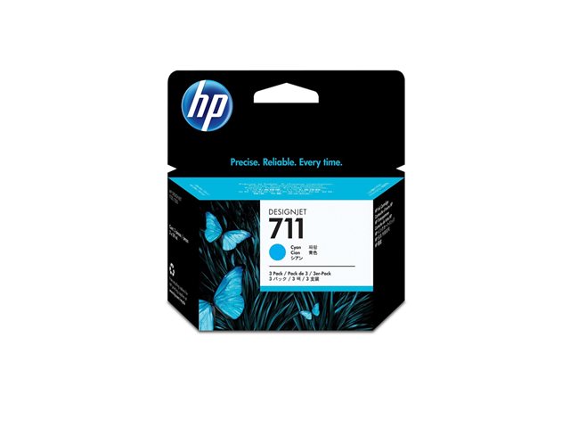 HP 711 - 3-pack - 29 ml - cyan - original - DesignJet - ink cartridge - for DesignJet T100, T120, T120 ePrinter, T125, T130, T520, T520 ePrinter, T525, T530