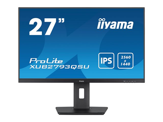iiyama ProLite XUB2793QSU-B7 - LED monitor - 27\" - 2560 x 1440 QHD @ 100 Hz - IPS - 300 cd/m² - 1300:1 - 1 ms - HDMI, DisplayPort - speakers - black, matte