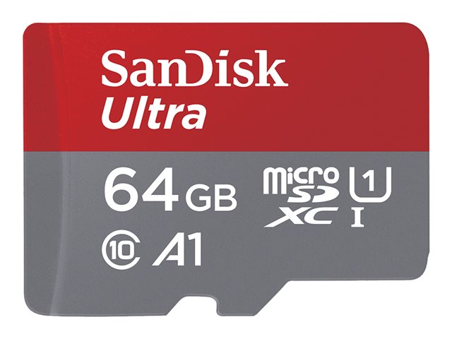 SanDisk Ultra - Flash memory card (microSDXC to SD adapter included) - 64 GB - A1 / UHS-I U1 / Class10 - microSDXC UHS-I