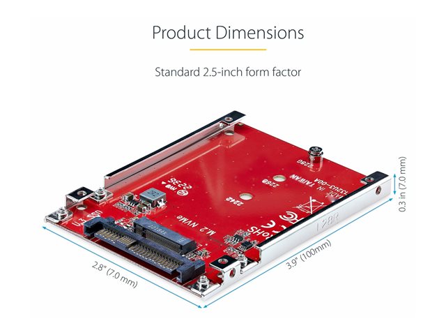 StarTech.com M.2 to U.3 Adapter, For M.2 NVMe SSDs, PCIe M.2 Drive to 2.5inch U.3 (SFF-TA-1001) Host Adapter/Converter, TAA Compliant - 2.5\" Drive Form Factor (1M25-U3-M2-ADAPTER) - Interface adapter - M.2 - M.2 NVMe Card / PCIe 4.0 (NVMe) - U.3 - re