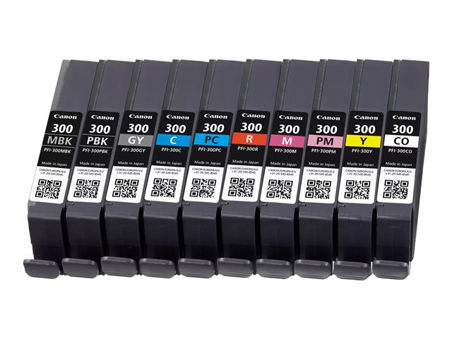 Canon PFI-MBK/PBK/CO/GY/R/C/M/Y/PC/PM 10 Ink Cartridge Multipack - 10-pack - 14.4 ml - matte black, photo magenta, red, yellow, magenta, photo black, photo cyan, grey, cyan, chroma optimiser - original - ink tank - for imagePROGRAF PRO-300