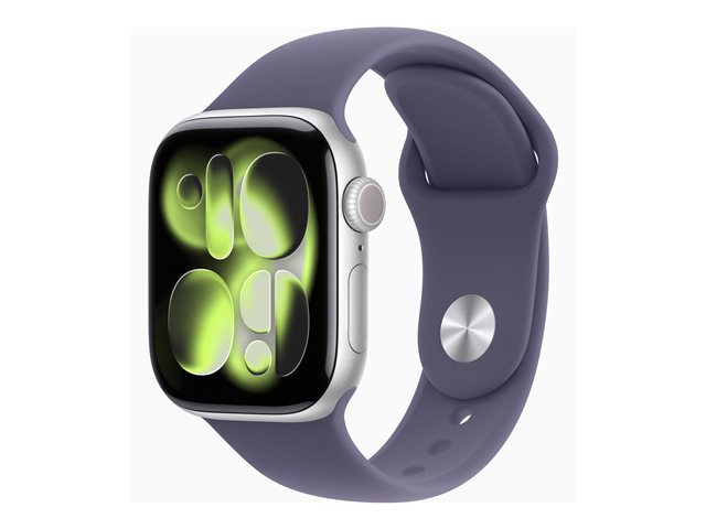 Apple Watch Series 11 GPS + Cellular 42mm Silver Aluminium Case with Purple Fog Sport Band - S/M